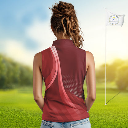 Women sleeveless polo shirt custom name Red golf shirt, sleeveless golf tops for ladies NQS10224