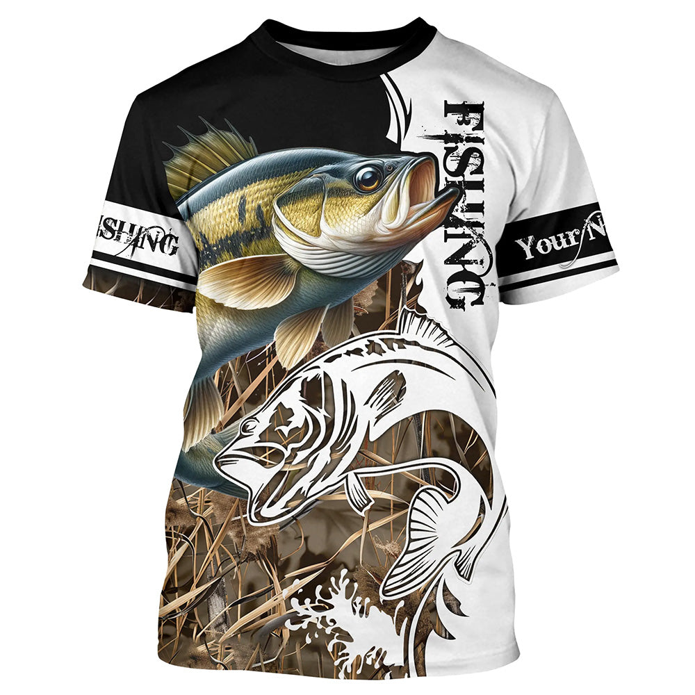 Smallmouth Bass Fishing Camo UV protection long sleeves shirt Custom Smallmouth Bass Fishing Jerseys NQS682