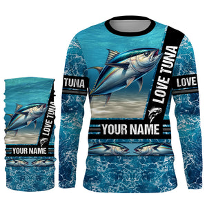 Tuna Fishing blue ocean camo customize name Tuna long sleeves shirt fishing shirts NQS688