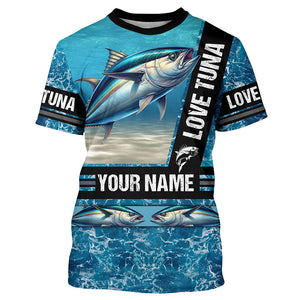 Tuna Fishing blue ocean camo customize name Tuna long sleeves shirt fishing shirts NQS688