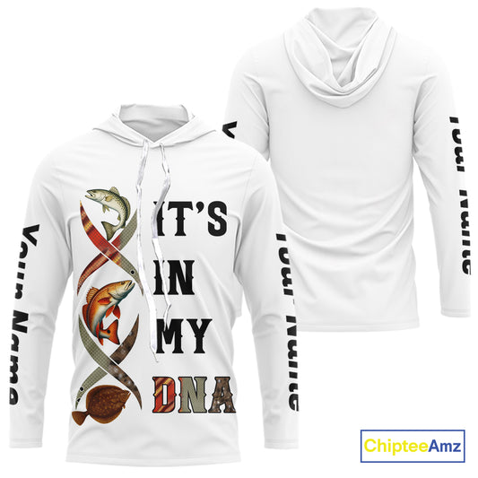 Redfish, Trout, Flounder fishing scales It's in my DNA Custom TX Slam UV Protection fishing shirts NQS10392