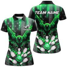 Load image into Gallery viewer, Black American flag Women bowling shirts Custom Green lightning thunder Eagle Bowling Team Jerseys NQS8882