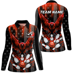 Black American flag Women bowling shirts Custom Red lightning thunder Eagle Bowling Team Jerseys NQS8883