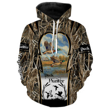 Load image into Gallery viewer, Mallard Duck hunting waterfowl camo hunting custom name 3D all over printed shirts NQSD51