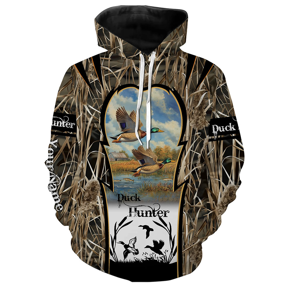 Mallard Duck hunting waterfowl camo hunting custom name 3D all over printed shirts NQSD51