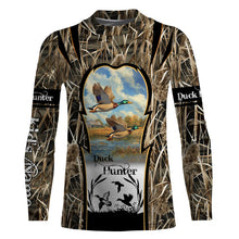 Load image into Gallery viewer, Mallard Duck hunting waterfowl camo hunting custom name 3D all over printed shirts NQSD51