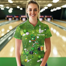 Load image into Gallery viewer, Funny Green shamrock Lucky Bowling Shirts for Women Custom St Patrick Day Team bowling jerseys NQS9325