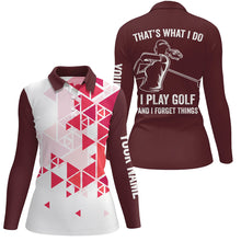 Load image into Gallery viewer, Womens golf polos shirts red triangle pattern custom That&#39;s what I do, I play golf and I forget things NQS7428