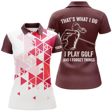 Load image into Gallery viewer, Womens golf polos shirts red triangle pattern custom That&#39;s what I do, I play golf and I forget things NQS7428