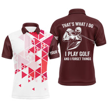 Load image into Gallery viewer, Mens golf polo shirts red triangle pattern custom That&#39;s what I do, I play golf and I forget things NQS7428