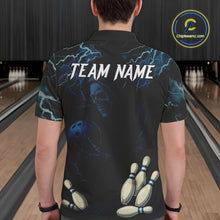 Load image into Gallery viewer, Blue Thunder Lightning Skull Reaper Bowling Polo, 1/4 Zip Shirts For Men Custom team bowling jerseys NQS9849
