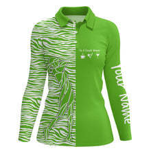 Load image into Gallery viewer, Green Womens golf polo shirt custom I&#39;m a simple women coffee golf wine zebra pattern ladies golf tops NQS5403