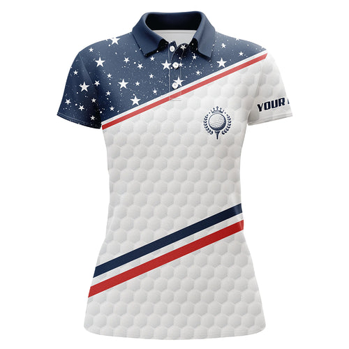 Womens golf polo shirts custom name American flag patriotic golf shirts, team golf tops for ladies NQS5667