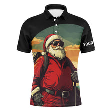 Load image into Gallery viewer, Santa Claus Playing Golf Christmas Mens golf polo shirt custom best mens golf wear NQS8648