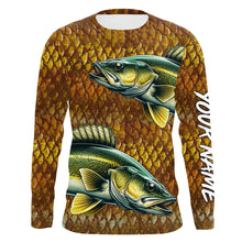 Load image into Gallery viewer, Walleye fishing scales Custom long sleeve Fishing Shirts, personalized freshwater fishing jerseys NQS6800