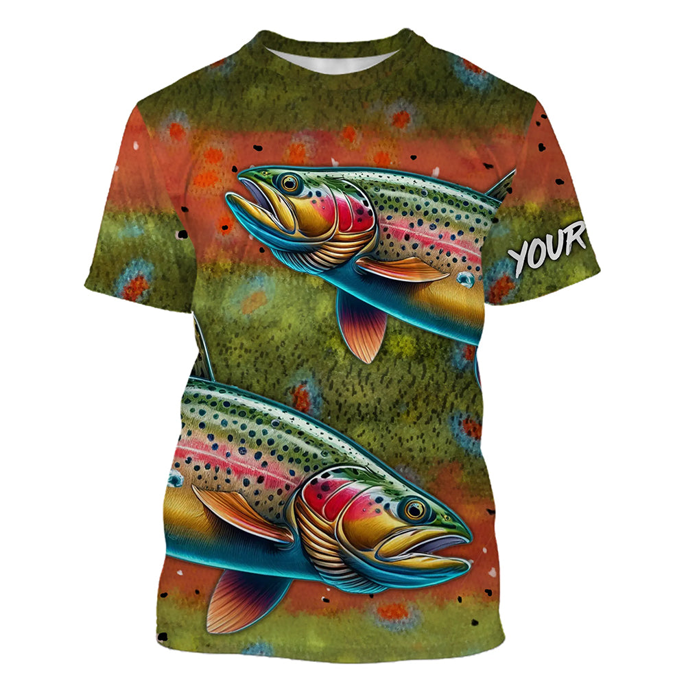 Rainbow trout fishing scales Custom long sleeve Fishing Shirt, personalized freshwater fishing jerseys NQS6801