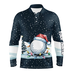 Blue Christmas Golf Ball in Snow Mens Golf Polo Shirts Custom Christmas Golf shirt for men NQS9129