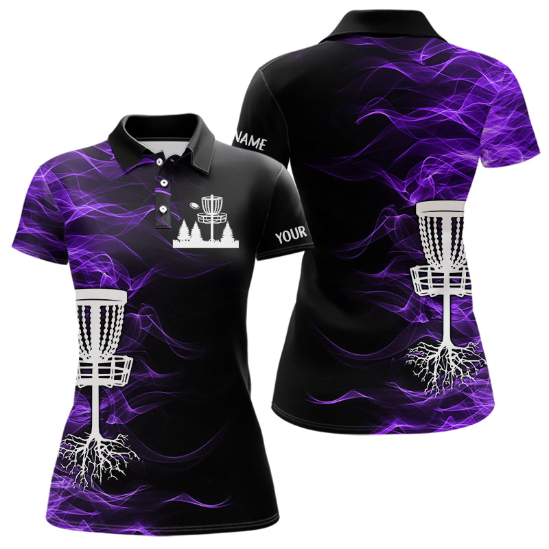 Purple smoke black Women Disc Golf Polo Shirt custom team disc golf basket Ladies disc golf outfits NQS11199