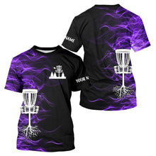 Load image into Gallery viewer, Purple smoke black Disc Golf T-Shirt custom team disc golf basket disc golf outfits NQS11199