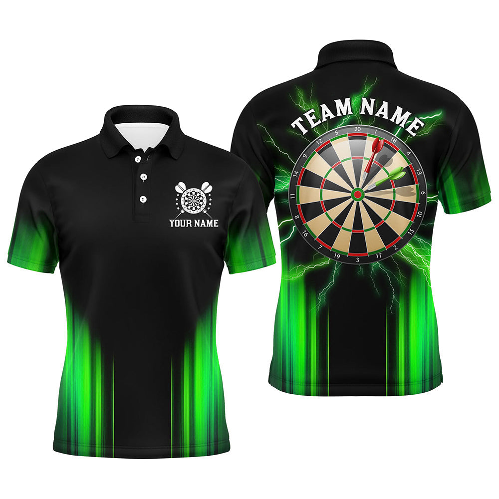 Black and Green Light Dart Polo, Quarter Zip Shirt For Men Custom Dart Jerseys For Team NQS9332