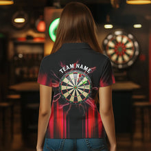 Load image into Gallery viewer, Black and Red Light Darts Polo, Quarter Zip Shirt For Women Custom Darts Jerseys For Team NQS9333