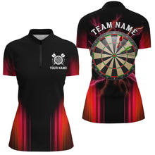 Load image into Gallery viewer, Black and Red Light Darts Polo, Quarter Zip Shirt For Women Custom Darts Jerseys For Team NQS9333