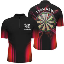 Load image into Gallery viewer, Black and Red Light Darts Polo, Quarter Zip Shirt For Men Custom Darts Jerseys For Team NQS9333
