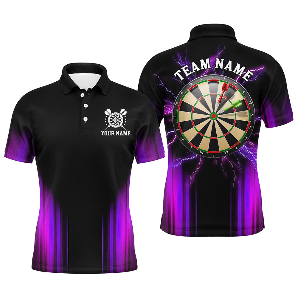 Black and Purple Light Darts Polo, Quarter Zip Shirt For Men Custom Darts Jerseys For Team NQS9334