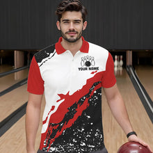 Load image into Gallery viewer, Black and white grunge pattern Bowling shirts for men Custom Bowling Team league Jerseys | Red NQS9335