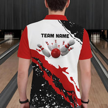 Load image into Gallery viewer, Black and white grunge pattern Bowling shirts for men Custom Bowling Team league Jerseys | Red NQS9335