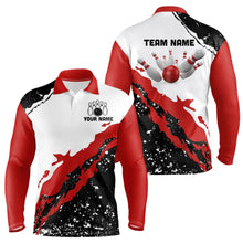 Load image into Gallery viewer, Black and white grunge pattern Bowling shirts for men Custom Bowling Team league Jerseys | Red NQS9335