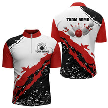 Load image into Gallery viewer, Black and white grunge pattern Bowling shirts for men Custom Bowling Team league Jerseys | Red NQS9335