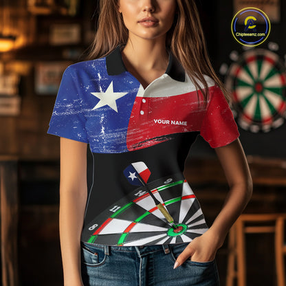 Texas Flag Dartboard Shirt for Women Custom Dart jerseys for team, patriotic dart league shirts NQS11408