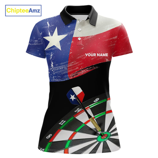 Texas Flag Dartboard Shirt for Women Custom Dart jerseys for team, patriotic dart league shirts NQS11408