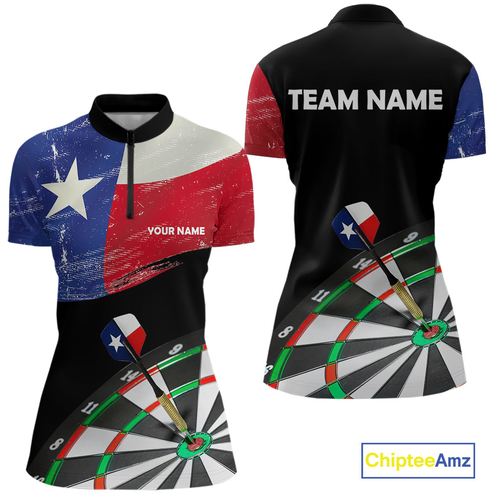 Texas Flag Dartboard Shirt for Women Custom Dart jerseys for team, patriotic dart league shirts NQS11408