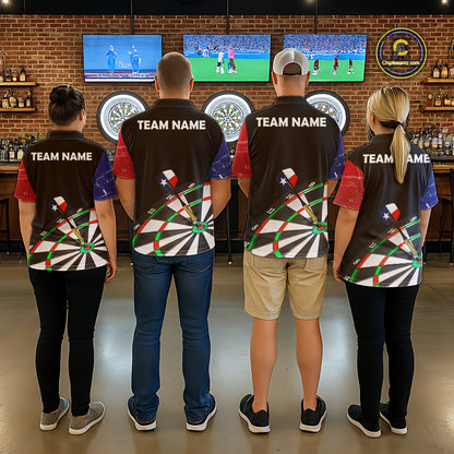 Texas Flag Dartboard Shirt for mens Custom Dart jerseys for team, patriotic dart league shirts NQS11408
