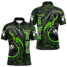 Load image into Gallery viewer, Black And Green Custom Dragon Bowling Shirts For Men, Dragon Bowling Team Shirts NQS9477