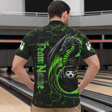 Load image into Gallery viewer, Black And Green Custom Dragon Bowling Shirts For Men, Dragon Bowling Team Shirts NQS9477