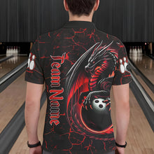 Load image into Gallery viewer, Black And Red Custom Dragon Bowling Shirts For Men, Dragon Bowling Team Shirts NQS9478