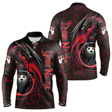 Load image into Gallery viewer, Black And Red Custom Dragon Bowling Shirts For Men, Dragon Bowling Team Shirts NQS9478
