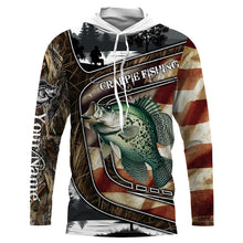 Load image into Gallery viewer, Crappie Fishing camo American flag patriotic Customize name Crappie long sleeve fishing shirts NQS4858