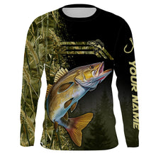 Load image into Gallery viewer, Walleye fishing camouflage Custom performance long sleeve Fishing Shirts, Walleye Fishing jerseys NQS4863