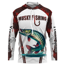 Load image into Gallery viewer, Musky fishing red camo Custom Name 3D Fishing Shirts UV Protection Gift For Fisherman NQS5167