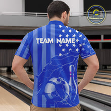 Load image into Gallery viewer, Personalized Blue American flag Lightning thunder Custom Bowling Team Shirts For Mens Bowling Jersey NQS9857
