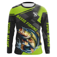 Load image into Gallery viewer, Personalized Largemouth Bass Fishing Jerseys, Bass Long Sleeve Fishing Tournament Shirts | Green NQS7779