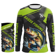 Load image into Gallery viewer, Personalized Largemouth Bass Fishing Jerseys, Bass Long Sleeve Fishing Tournament Shirts | Green NQS7779