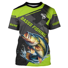 Load image into Gallery viewer, Personalized Largemouth Bass Fishing Jerseys, Bass Long Sleeve Fishing Tournament Shirts | Green NQS7779