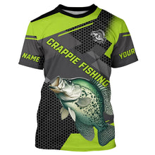 Load image into Gallery viewer, Personalized Crappie Fishing Jerseys, Crappie Long Sleeve Fishing Tournament Shirts | Green NQS7780