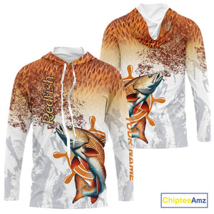Redfish fishing scales pattern Custom performance long sleeve Fishing Shirts, Red Drum Fishing jersey NQS10086