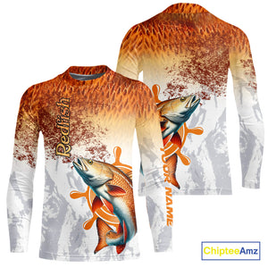 Redfish fishing scales pattern Custom performance long sleeve Fishing Shirts, Red Drum Fishing jersey NQS10086